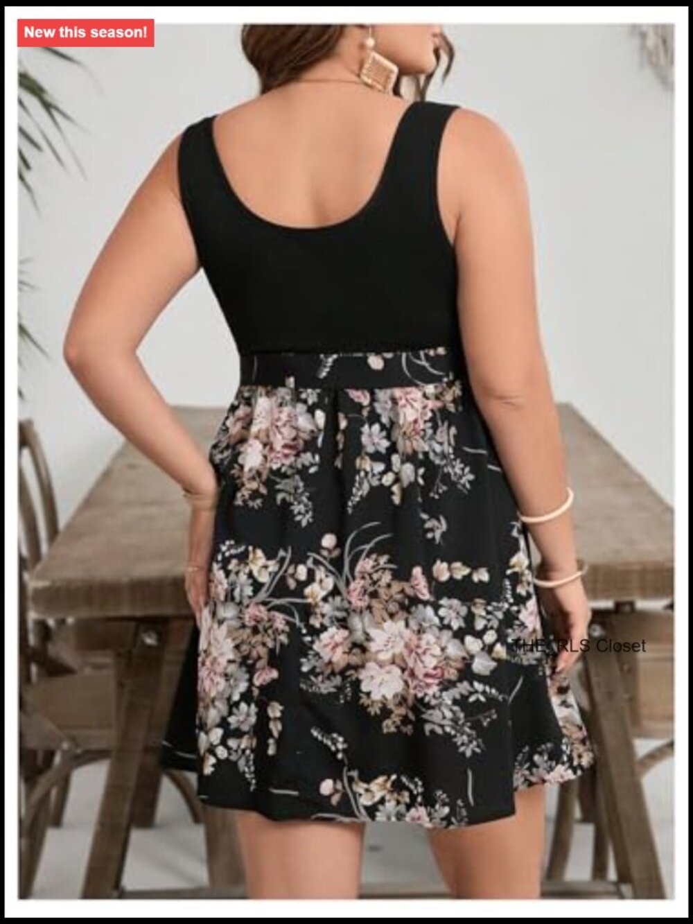 Polyester Floral Tank Dress Sleeveless Square Neck A Line Belted - Picture 2 of 5